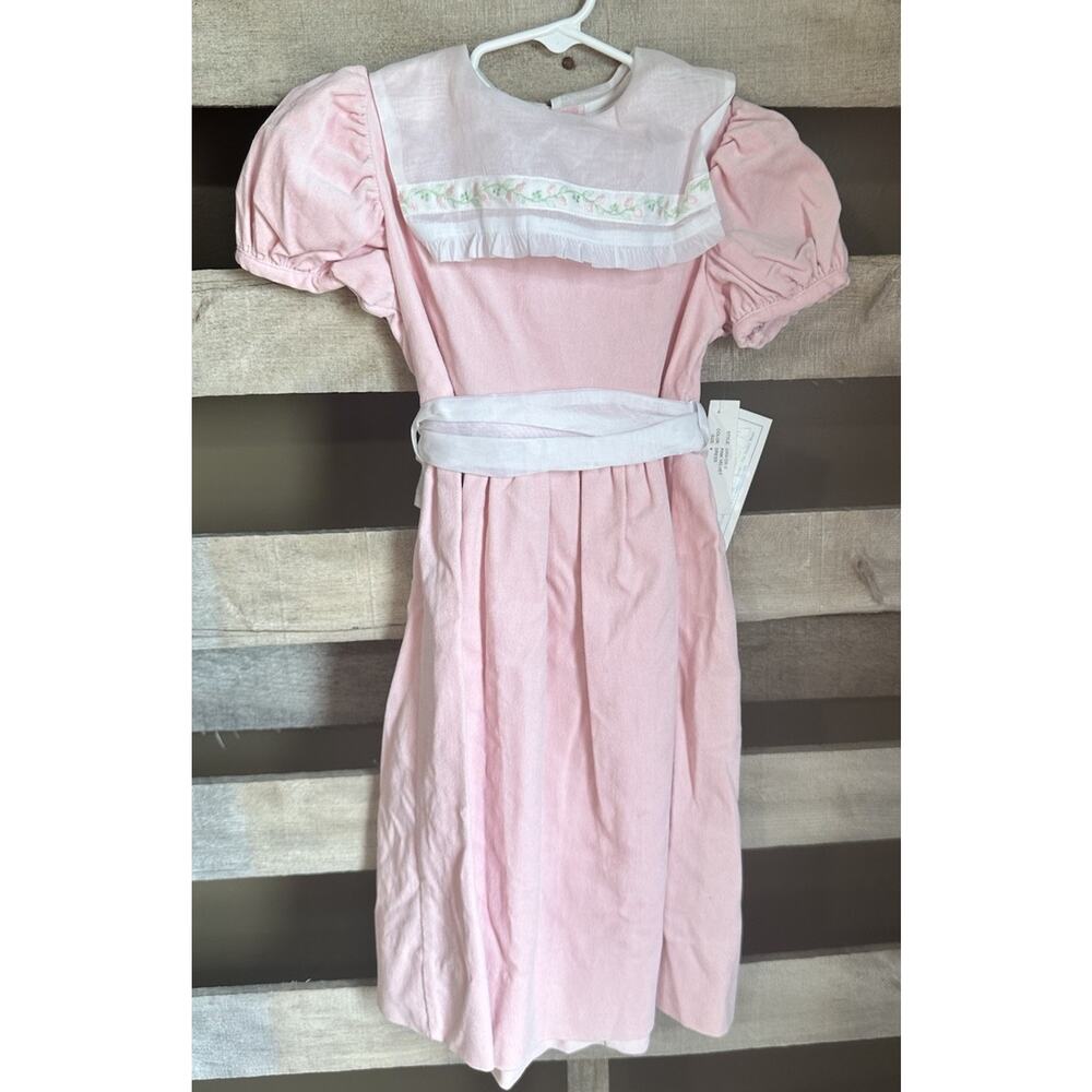NWT Chabre Velvet Light Pink Dress Short Sleeve Girl’s Size 4 Puff Sleeve